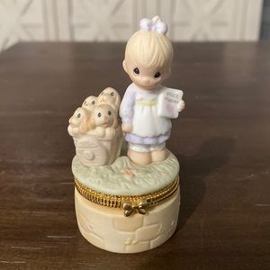 Precious Moments God Loveth a Cheerful Giver Figurine Trinket Box